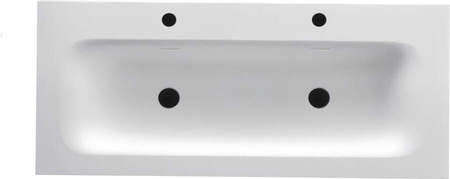 BWS Wastafel Wanda Met Overloop 2 Kraangaten 120x1 6x52 5 cm Mat Wit