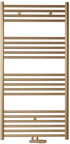 Boss & Wessing Handdoek Radiator BWS Cory 120x60 cm 414 Watt Midden en Zijaansluiting Geborsteld Messing Goud