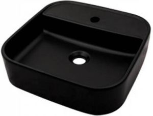 Bws Opbouwwastafel Fresh Keramiek 42x42 cm Zonder Overloop Mat Zwart (Kraangat Midden)