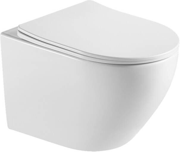 BWS Wandcloset Ruby Rimless met Toiletzitting Softclose en Quickrelease Mat Wit