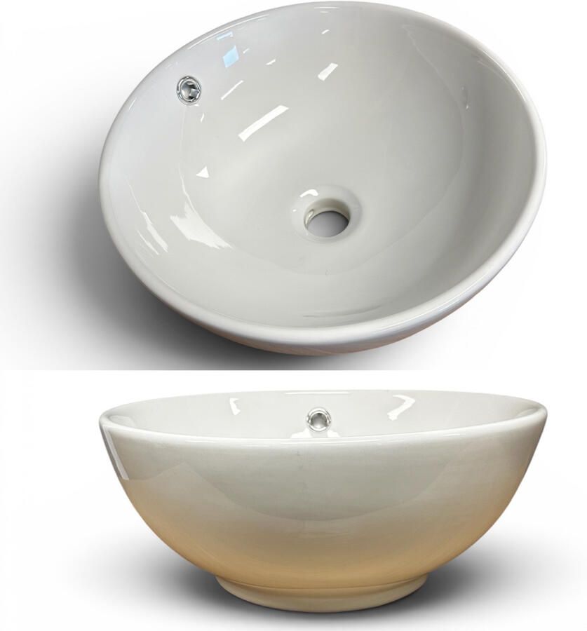 Casajoy Waskom Rond 38x15 cm Keramiek Wit