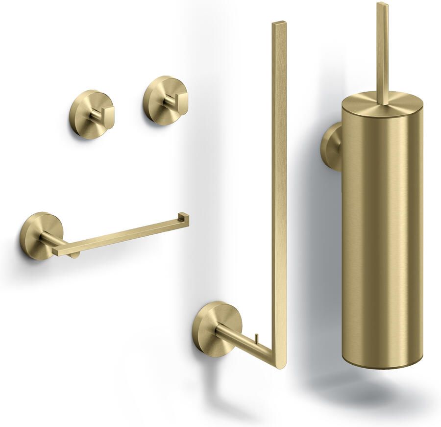 Clou Flat toilet accessoireset goud geborsteld PVD