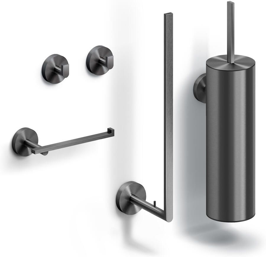 Clou Flat toilet accessoireset gunmetal geborsteld PVD