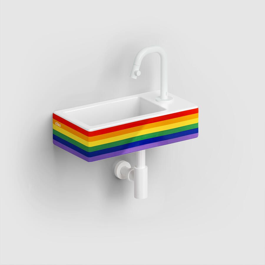 Clou Flush 3 fontein 36x18x9cm keramiek 1 kraangat rechts glans regenboog (multi) CL 03.69030