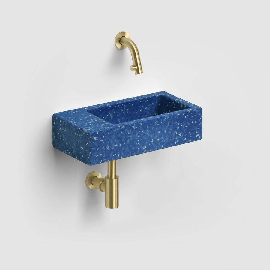 Clou Fontein Flush 3 Links Zonder Kraangat 36x18 cm Gerecycled Plastic Blauw Met Gekleurde Snippers