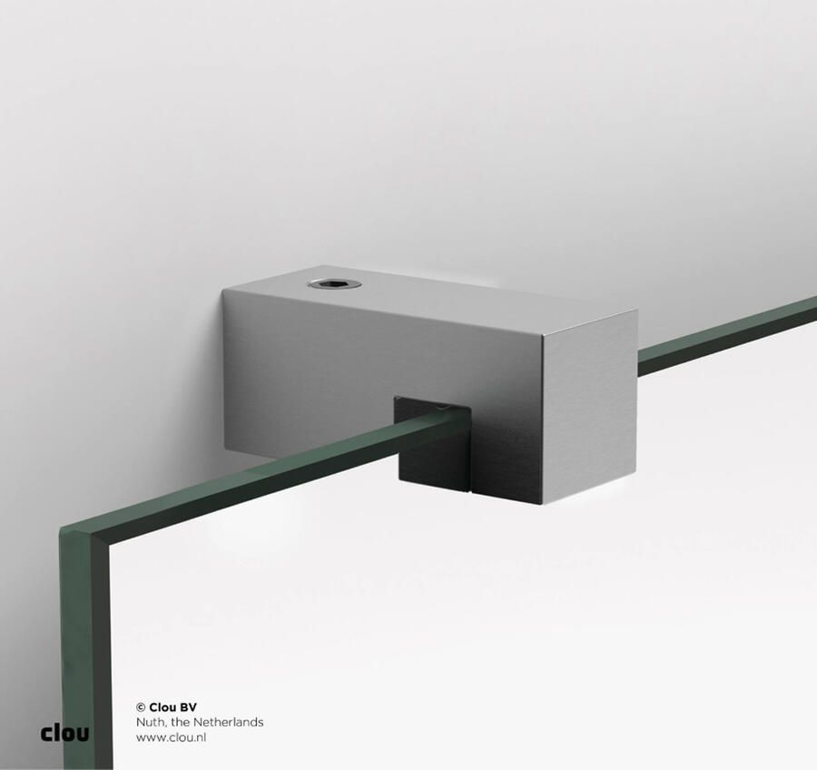 Clou Spiegelklemmen Hold Me Set 4 Vierkant 1.5x3.5x1.5cm RVS Geborsteld
