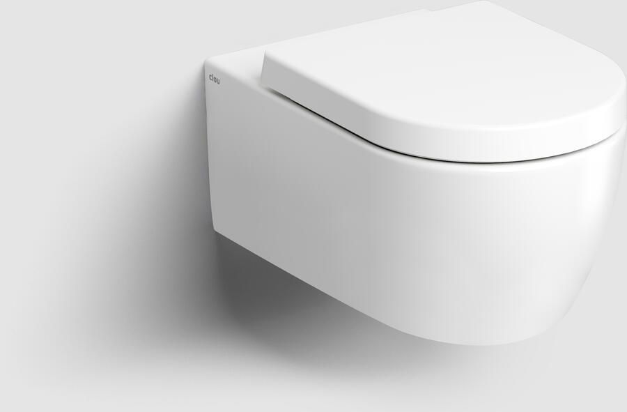 Clou Wandtoilet New Hammock 54cm Keramiek Mat Wit inclusief Zitting met Deksel