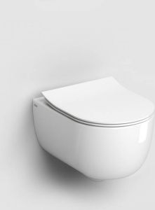 Clou Toiletpot Hangend Hammock 49x36.8x37.5cm Wandcloset Keramiek Diepspoel Glans Wit met Dunne Softclose Toiletbril