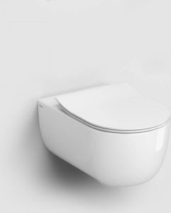 Clou Toiletpot Hangend Hammock 56x37.2x36.8cm Wandcloset Keramiek Diepspoel Glans Wit met Dunne Softclose Toiletbril