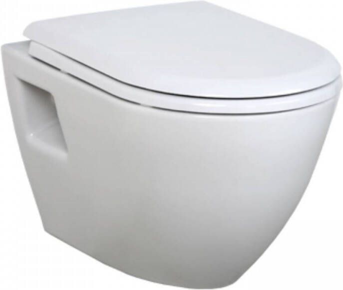 Creavit Toiletpot Hangend 49 5x35 5x33 5cm Wandcloset Keramiek Diepspoel Nano Coating EasyClean Glans Wit