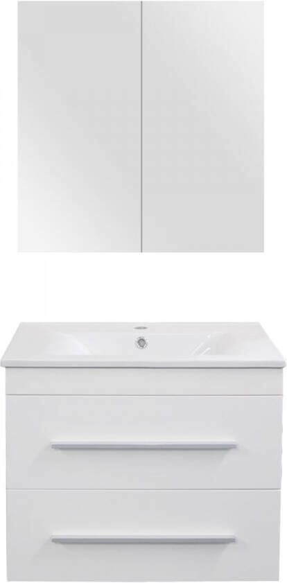 Differnz Style badkamermeubelset 60cm Keramiek wastafelblad met standaard greep met spiegelkast met 1 wasbak Wit 36.701.31