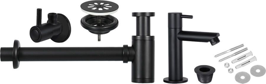 Differnz Fonteinkraan Installatie Set Mix Mat Zwart