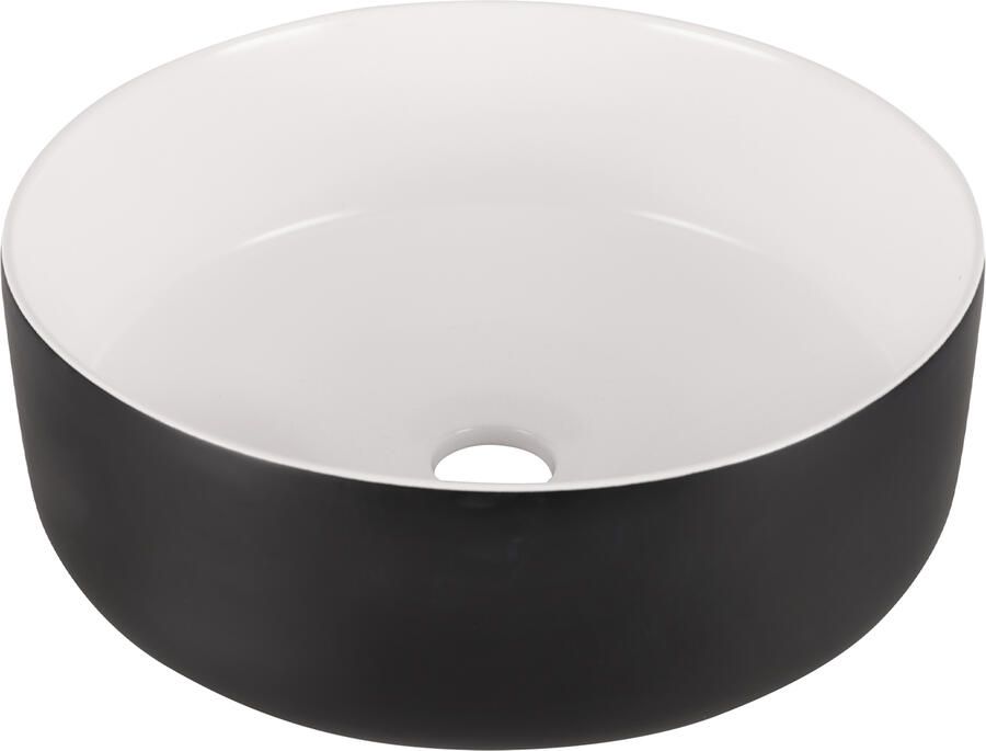Differnz MIRA Waskom 36x12cm keramiek- zwart wit 38.009.02
