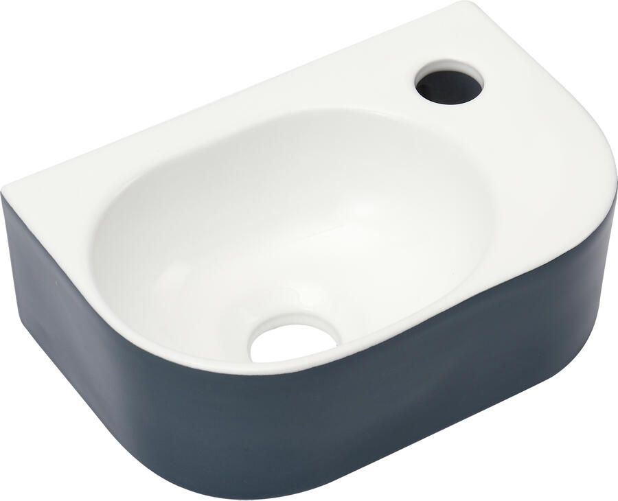 Differnz Waskom Lina fontein Keramiek 30x20x10 cm Blauw hoogglans wit