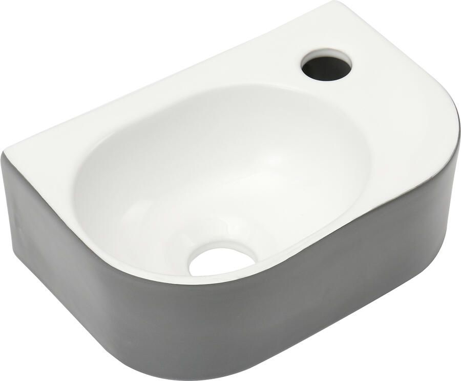 Differnz Waskom Lina fontein Keramiek 30x20x10 cm Grijs hoogglans wit