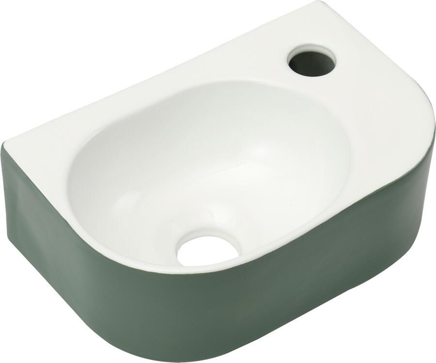 Differnz Waskom Lina fontein Keramiek 30x20x10 cm Groen hoogglans wit