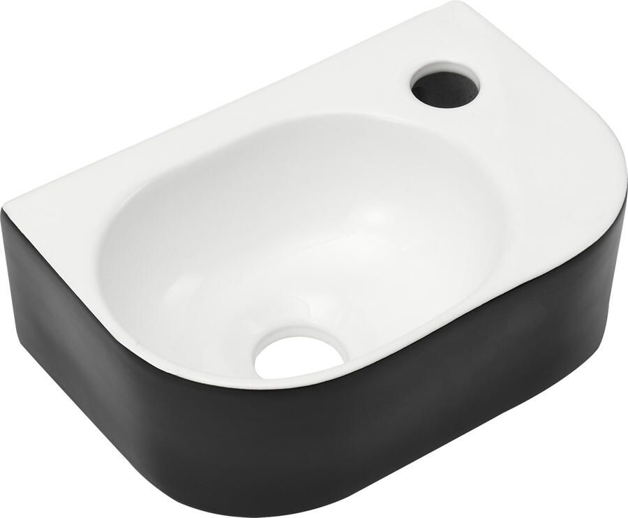 Differnz Waskom Lina fontein Keramiek 30x20x10 cm Zwart hoogglans wit