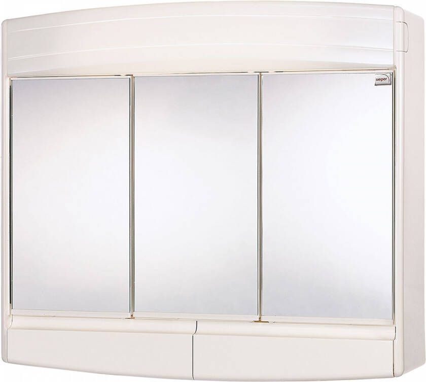 Differnz Spiegelkast Topas Eco met 3 Deuren en Verlichting 53x60x18 cm Wit