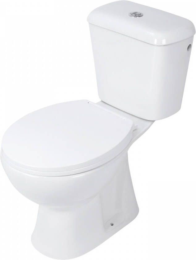 Differnz Toiletpot Staand Met AO Uitgang Inclusief Toiletbril Wit
