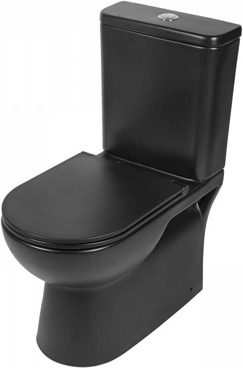 Differnz staand toilet Duoblok spoelrandloos met softclose en quickrelease zitting mat zwart 38.500.11