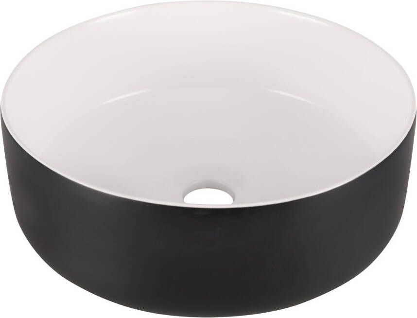 Differnz MIRA Waskom 36x12cm keramiek- zwart wit 38.009.02