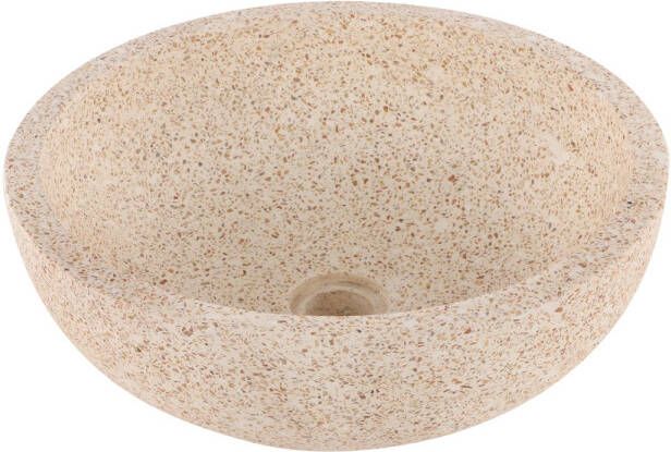 Differnz Terrazzo waskom 40x40x15cm rond terrazzo mat bruin beige 38.010.56