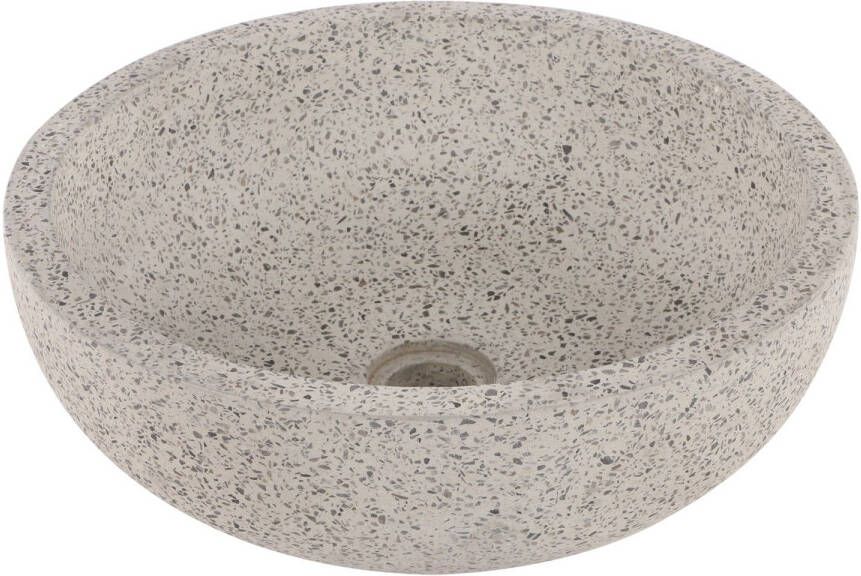 Differnz Terrazzo waskom 40x40x15cm rond terrazzo mat wit zwart 38.010.55