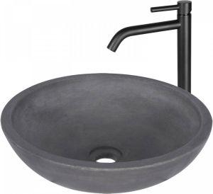 Differnz Ravano Fonteinset Beton donkergrijs hoge kraan gebogen warm koud mat zwart 38.404.62