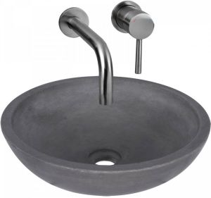 Differnz Ravano Fonteinset Beton donkergrijs inbouw muurkraan warm koud Gunmetal 38.404.75