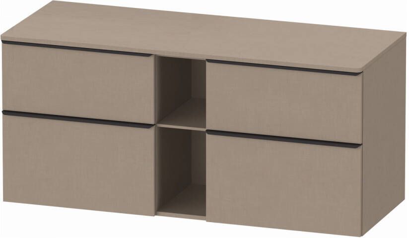 Duravit D-Neo wastafelonderkast geschikt voor wastafel links met 4 lades en 1 open schap 140 x 66 4 x 55 cm linnen mat