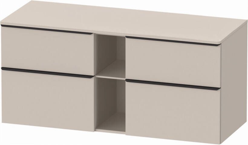 Duravit D-Neo wastafelonderkast geschikt voor wastafel rechts met 4 lades en 1 open schap 140 x 66 4 x 55 cm taupe mat