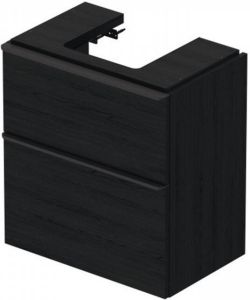 Duravit D-Neo wastafelonderkast 58.4x62.5x37.2cm 2 lades Eiken (zwart) Mat de432901616