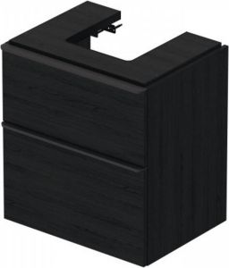 Duravit D-Neo wastafelonderkast 58.4x62.5x44.2cm 2 lades Eiken (zwart) Mat de437101616