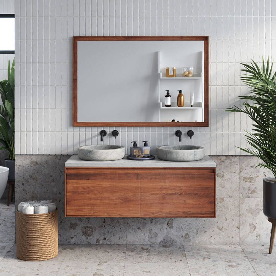 Forzalaqua Badkamermeubelset Plateau Carrara Reno 2.0 Pure Walnut 120 cm