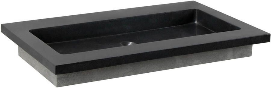 Forzalaqua Nova wastafel 60.5x51.5x9.5cm Rechthoek 1 kraangat Natuursteen Graniet gezoet 8010359