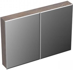 Forzalaqua Uni spiegelkast 100x68.5x12.5cm 2 draaideuren dubbelzijdig spiegelend Massief Eiken Silver Grey 8071800