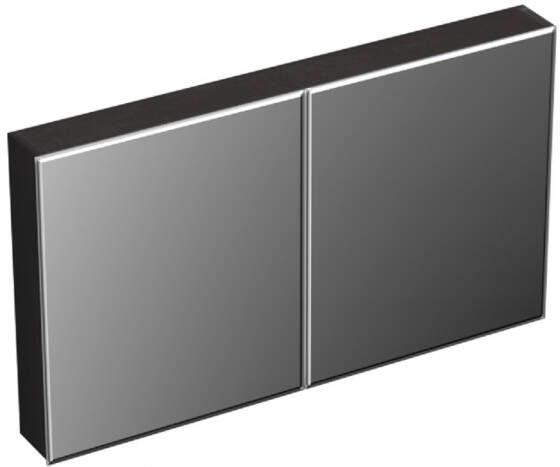Forzalaqua Uni spiegelkast 120x68.5x12.5cm 2 draaideuren dubbelzijdig spiegelend Massief Eiken Black oiled 8070370