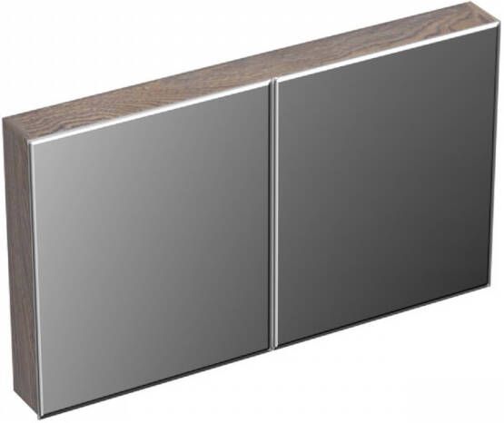 Forzalaqua Uni spiegelkast 120x68.5x12.5cm 2 draaideuren dubbelzijdig spiegelend Massief Eiken Silver Grey 8071805