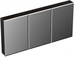 Forzalaqua Uni spiegelkast 140x68.5x12.5cm 3 draaideuren dubbelzijdig spiegelend Massief Eiken Black oiled 8070375