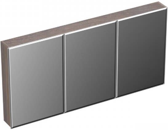 Forzalaqua Uni spiegelkast 140x68.5x12.5cm 3 draaideuren dubbelzijdig spiegelend Massief Eiken Silver Grey 8071810