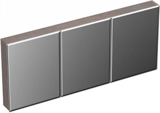 Forzalaqua Spiegelkast Uni 160x68.5x12.5 Cm 3 Deuren Tweezijdig Spiegel Eiken Silver Grey