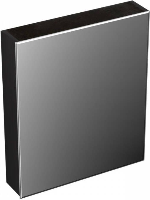 Forzalaqua Uni spiegelkast 59.5x68.5x12.5cm 1 draaideur links dubbelzijdig spiegelend Massief Eiken Black oiled 8070355