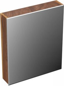 Forzalaqua Uni spiegelkast 59.5x68.5x12.5cm 1 draaideur links dubbelzijdig spiegelend Massief Eiken Pure Walnut 8070650