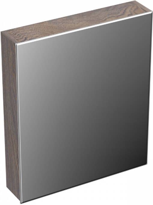 Forzalaqua Uni spiegelkast 59.5x68.5x12.5cm 1 draaideur rechts dubbelzijdig spiegelend Massief Eiken Silver Grey 8071791