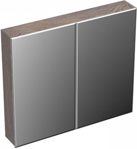 Forzalaqua Spiegelkast Uni 80x12.5x68.8 Cm 2 Deuren Tweezijdig Spiegel Eiken Silver Grey