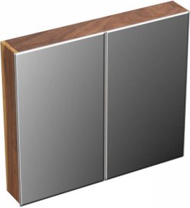 Forzalaqua Uni spiegelkast 80x68.5x12.5cm 2 draaideuren dubbelzijdig spiegelend Massief Eiken Pure Walnut 8070655