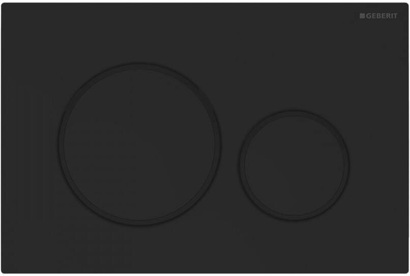 Geberit Sigma20 bedieningspaneel 2-knops plaat zwart mat gelakt knoppen zwart mat gelakt ringen zwartkleurig