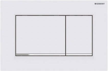 Geberit Sigma30 bedieningplaat 2-toets spoeling frontbediening voor toilet 24.6x16.4cm wit mat met glansverchroomde strook 115.883.JT.1
