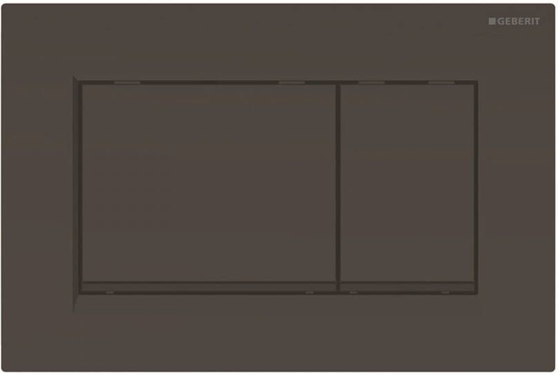 Geberit Sigma30 bedieningplaat 2-toets spoeling frontbediening voor toilet 24.6x16.4cm glans zwart met matzwarte designstrook 115.883.DW.1