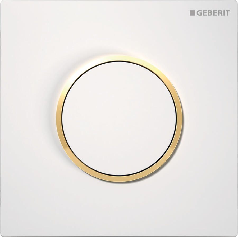 Geberit Type 10 urinoir bedieningsplaat pneumatisch glans wit ringen goud verguld